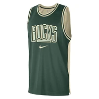 Débardeur en maille Nike pour Homme Vert chasseur/Crème Milwaukee Bucks Courtside Versus Force Split DNA Performance