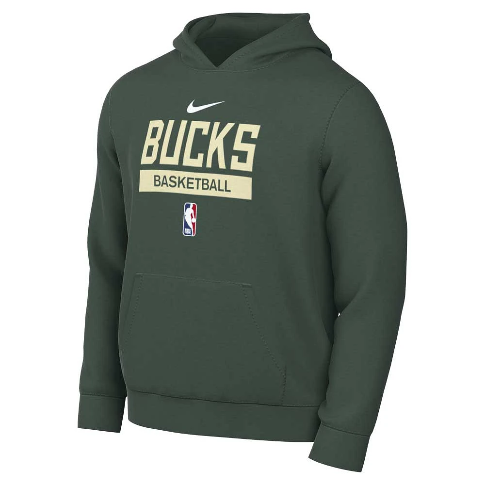 Men's Nike Hunter Green Milwaukee Bucks 2022/23 Spotlight On-Court Practice Performance Pullover Hoodie