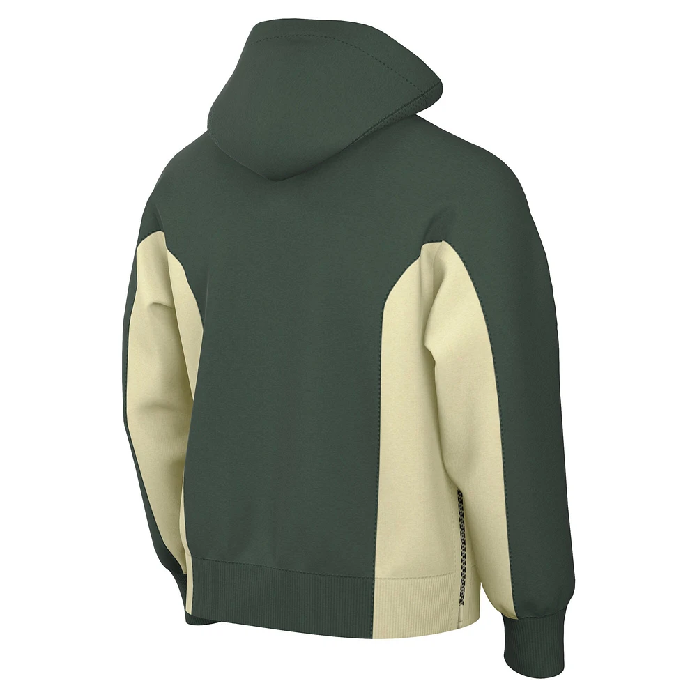 Sweat à capuche entièrement zippé Nike Hunter Green Milwaukee Bucks 2023/24 Authentic Showtime pour homme