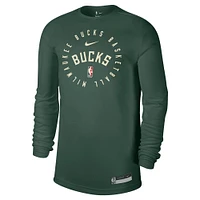 Men's Nike Hunter Green Milwaukee Bucks 2024/25 Legend On-Court Practice Long Sleeve T-Shirt