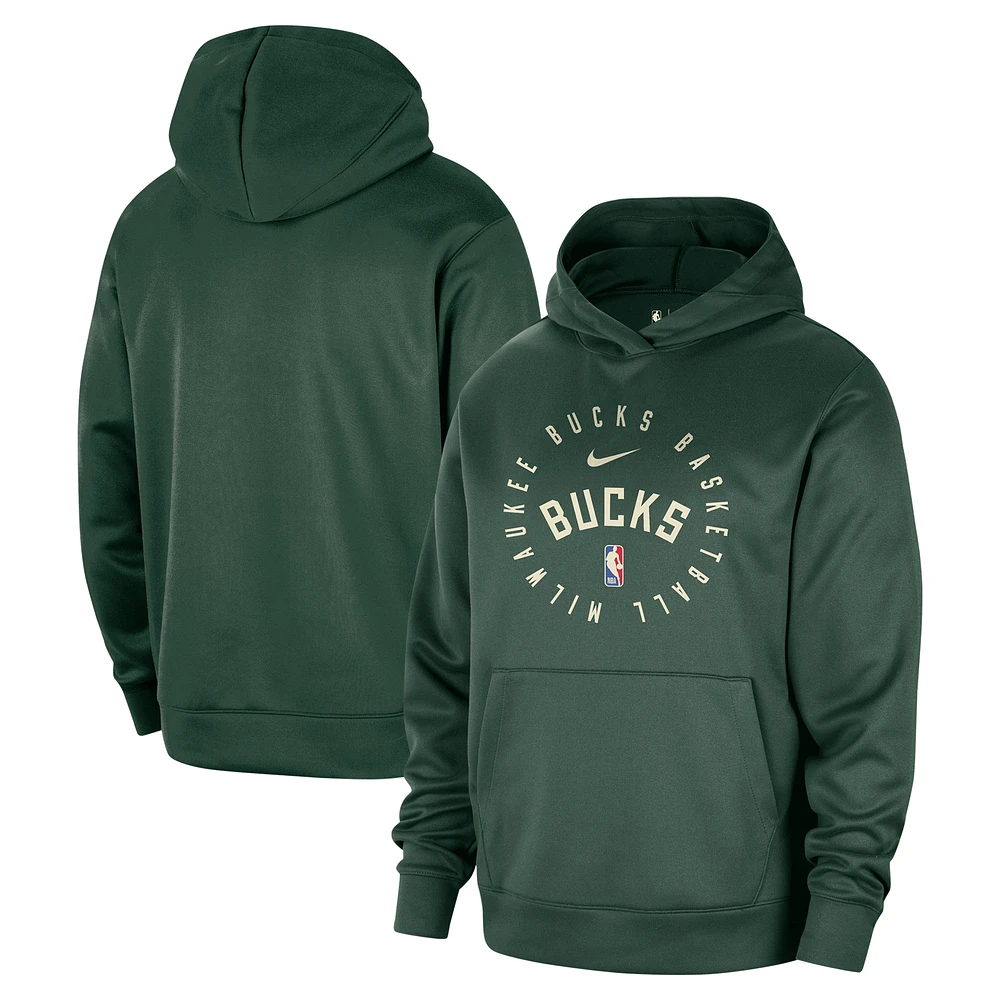 Sweat à capuche Nike Hunter Green Milwaukee Bucks 2024/25 Spotlight On-Cour Practice Performance pour homme