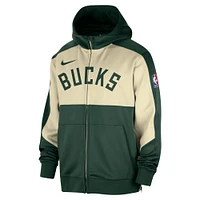 Sweat à capuche entièrement zippé Nike Hunter Green Milwaukee Bucks Authentic On-Court Showtime Performance pour homme