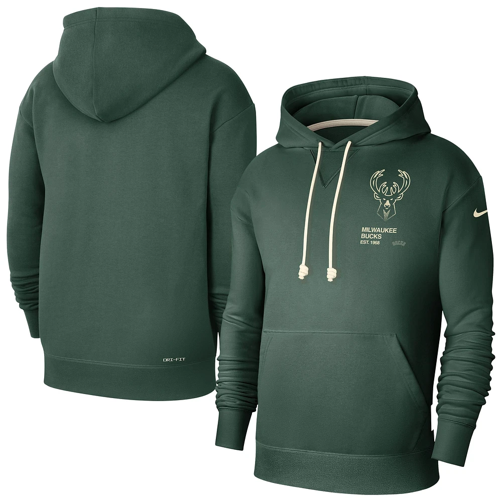 Sweat à capuche Nike Hunter Green Milwaukee Bucks Courtside Standard Issue Performance pour homme