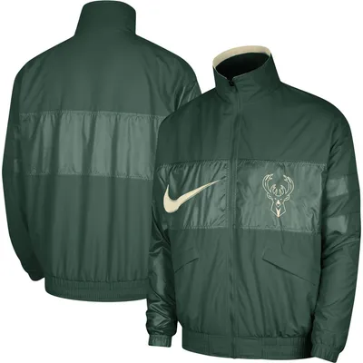 Veste à fermeture éclair intégrale Courtside Versus Capsule Nike Hunter Green pour homme Milwaukee Bucks