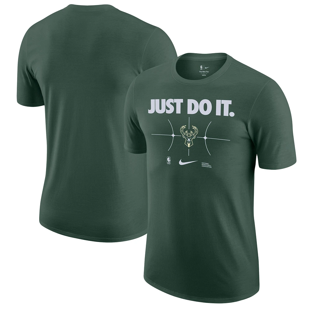 T-shirt Nike Hunter Green Milwaukee Bucks Just Do It pour hommes