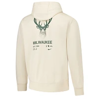 Men's Nike Oatmeal Milwaukee Bucks Courtside Club Pullover Hoodie