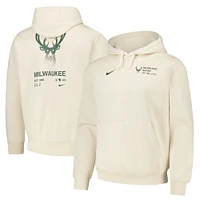 Men's Nike Oatmeal Milwaukee Bucks Courtside Club Pullover Hoodie