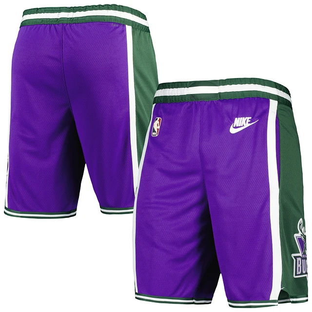 Men's Mitchell & Ness Purple Milwaukee Bucks Hardwood Classics 2000 Hyper Hoops Swingman Shorts Size: Large