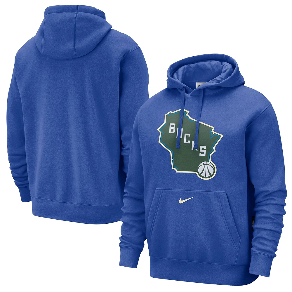 Sweat à capuche Nike Royal Milwaukee Bucks City Edition Essential Club pour homme 2024/25