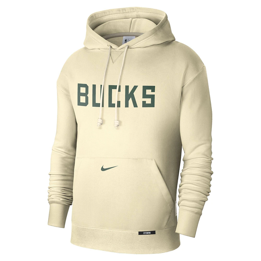 Men's Nike White Milwaukee Bucks 2024/25 City Edition Courtside Standard Issue Pullover Hoodie