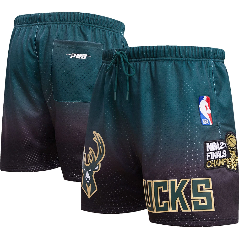 Short Pro Standard Milwaukee Bucks Ombre Mesh noir/vert chasseur pour homme