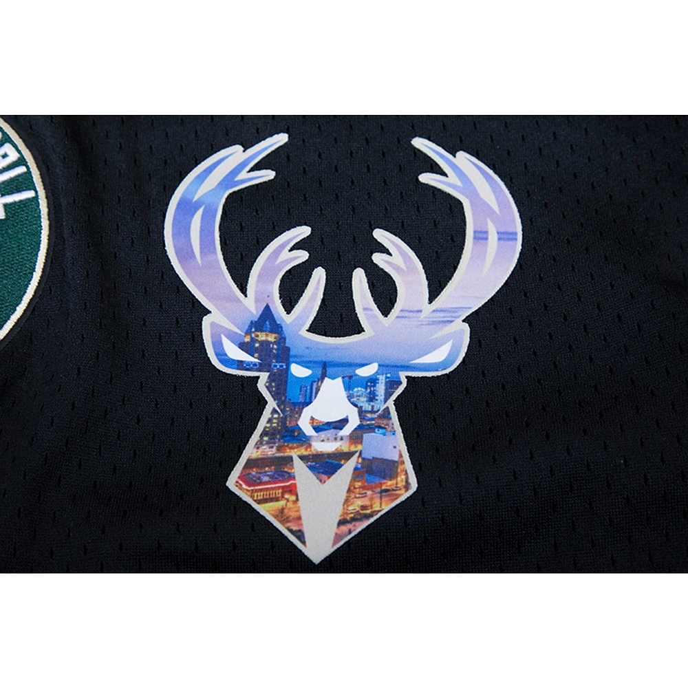 Short en maille Pro Standard Milwaukee Bucks City Scape noir pour homme