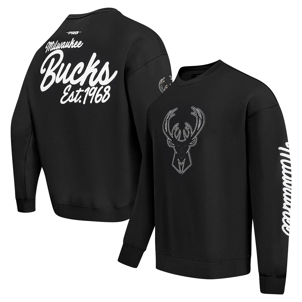 Men's Pro Standard Black Milwaukee Bucks Paint the City Drop Shoulder Sweatshirt