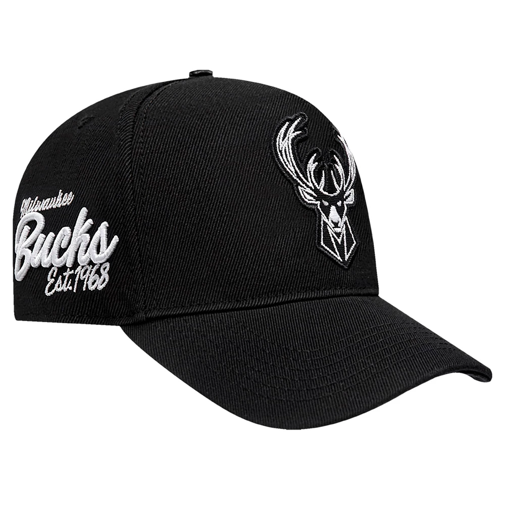 Casquette Snapback Pro Standard noire Milwaukee Bucks Paint the City Pinch Front pour hommes