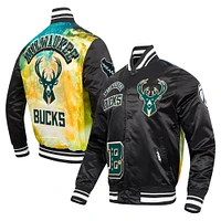 Veste à boutons-pression en satin sublimé Pro Standard noire Milwaukee Bucks pour homme