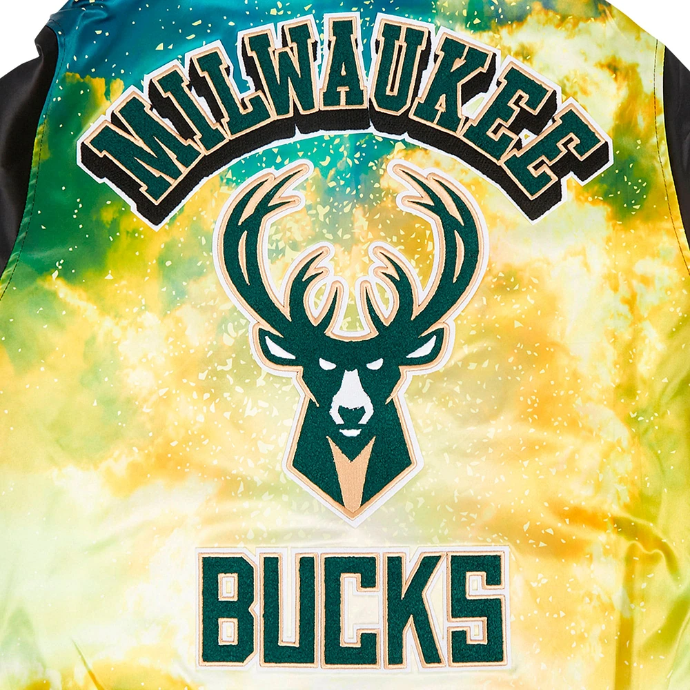 Veste à boutons-pression en satin sublimé Pro Standard noire Milwaukee Bucks pour homme