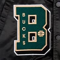 Veste à boutons-pression en satin sublimé Pro Standard noire Milwaukee Bucks pour homme