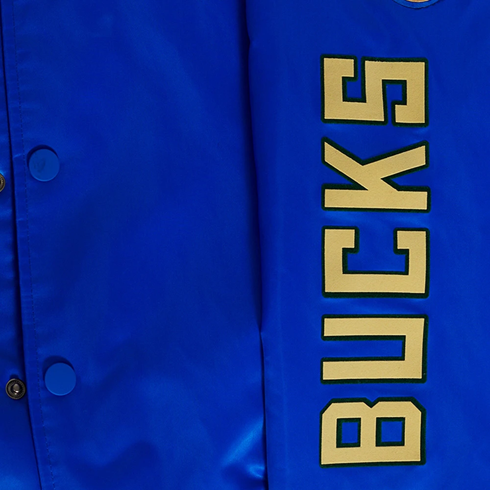 Men's Pro Standard Blue Milwaukee Bucks 2024/25 City Edition Chenille Applique Full-Snap Satin Jacket