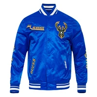 Men's Pro Standard Blue Milwaukee Bucks 2024/25 City Edition Chenille Applique Full-Snap Satin Jacket