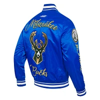 Men's Pro Standard Blue Milwaukee Bucks 2024/25 City Edition Chenille Applique Full-Snap Satin Jacket