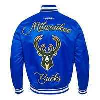 Men's Pro Standard Blue Milwaukee Bucks 2024/25 City Edition Chenille Applique Full-Snap Satin Jacket