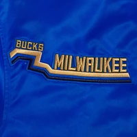 Men's Pro Standard Blue Milwaukee Bucks 2024/25 City Edition Chenille Applique Full-Snap Satin Jacket