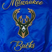Men's Pro Standard Blue Milwaukee Bucks 2024/25 City Edition Chenille Applique Full-Snap Satin Jacket