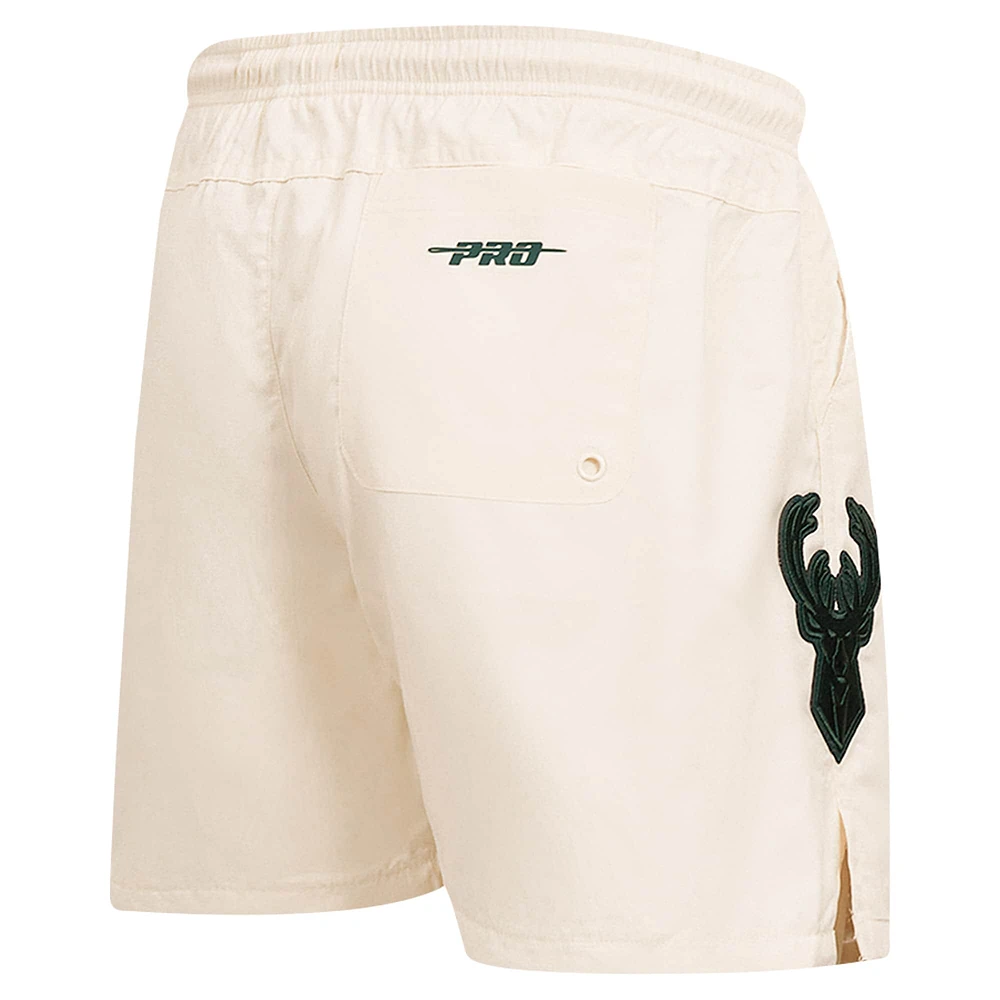 Men's Pro Standard Cream Milwaukee Bucks Triple Tonal Woven Shorts