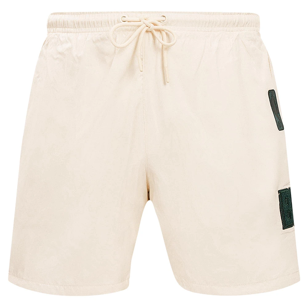 Men's Pro Standard Cream Milwaukee Bucks Triple Tonal Woven Shorts