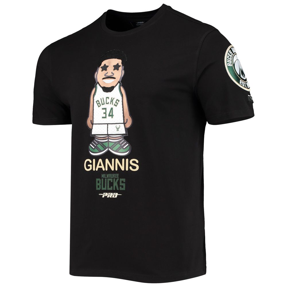 Men's Pro Standard Giannis Antetokounmpo Black Milwaukee Bucks Caricature T-Shirt