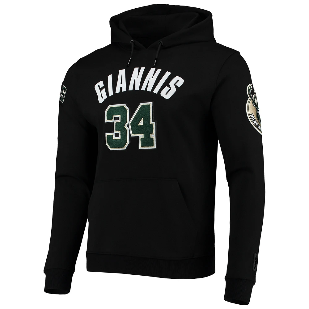 Men's Pro Standard Giannis Antetokounmpo Black Milwaukee Bucks Player Pullover Hoodie