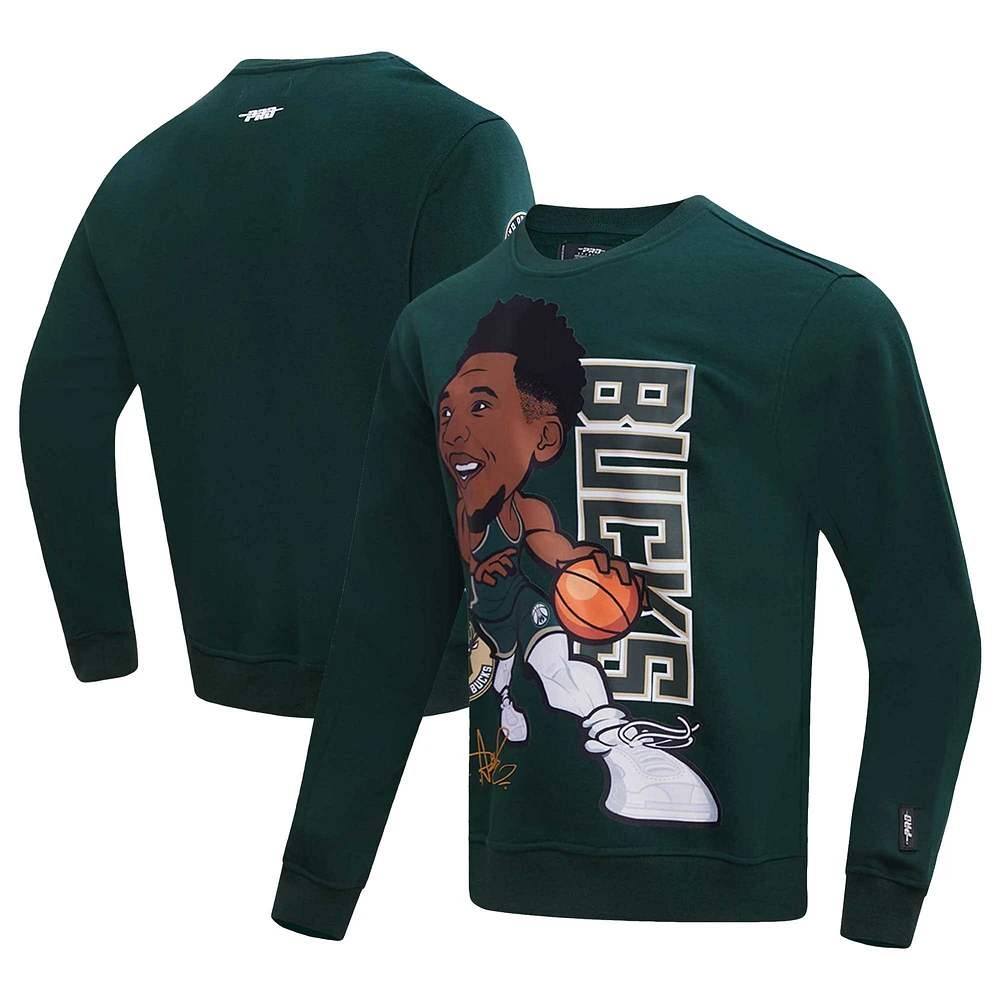 Men's Pro Standard Giannis Antetokounmpo Hunter Green Milwaukee Bucks Avatar Pullover Sweatshirt