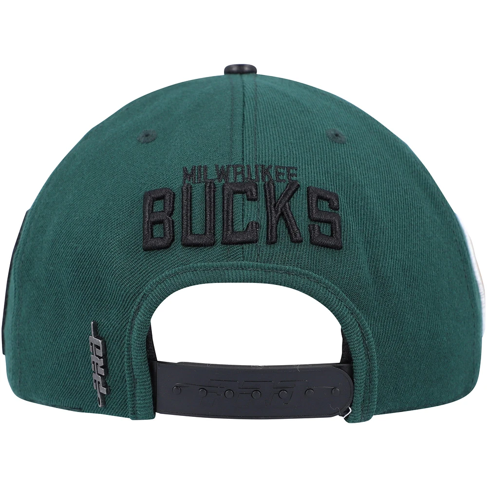 Men's Pro Standard Hunter Green Milwaukee Bucks Old English Snapback Hat