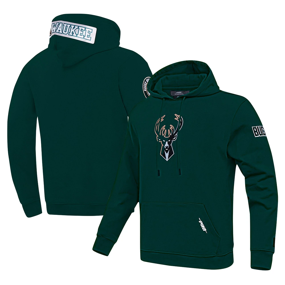 Sweat à capuche logo fendu Pro Standard Hunter Green Milwaukee Bucks pour homme