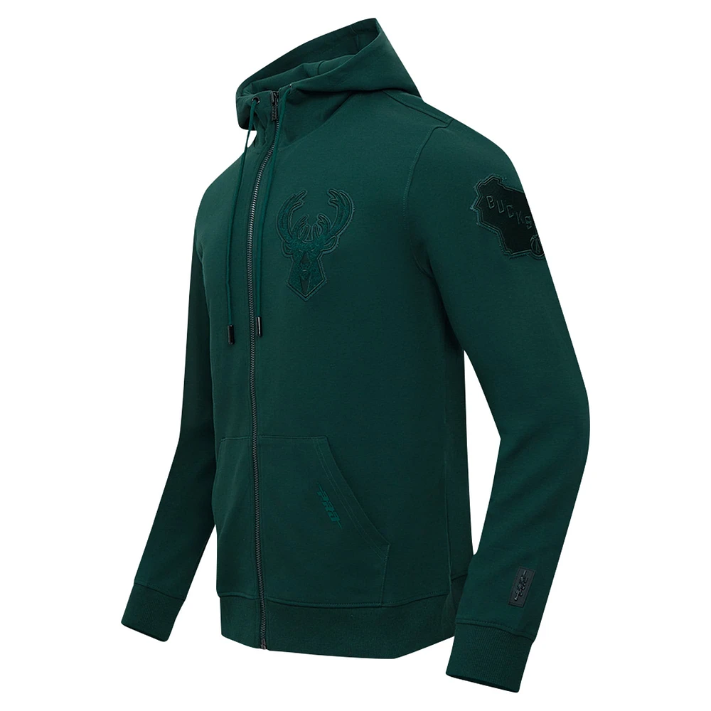 Veste à capuche entièrement zippée Pro Standard Hunter Green Milwaukee Bucks triple ton sur DK pour hommes