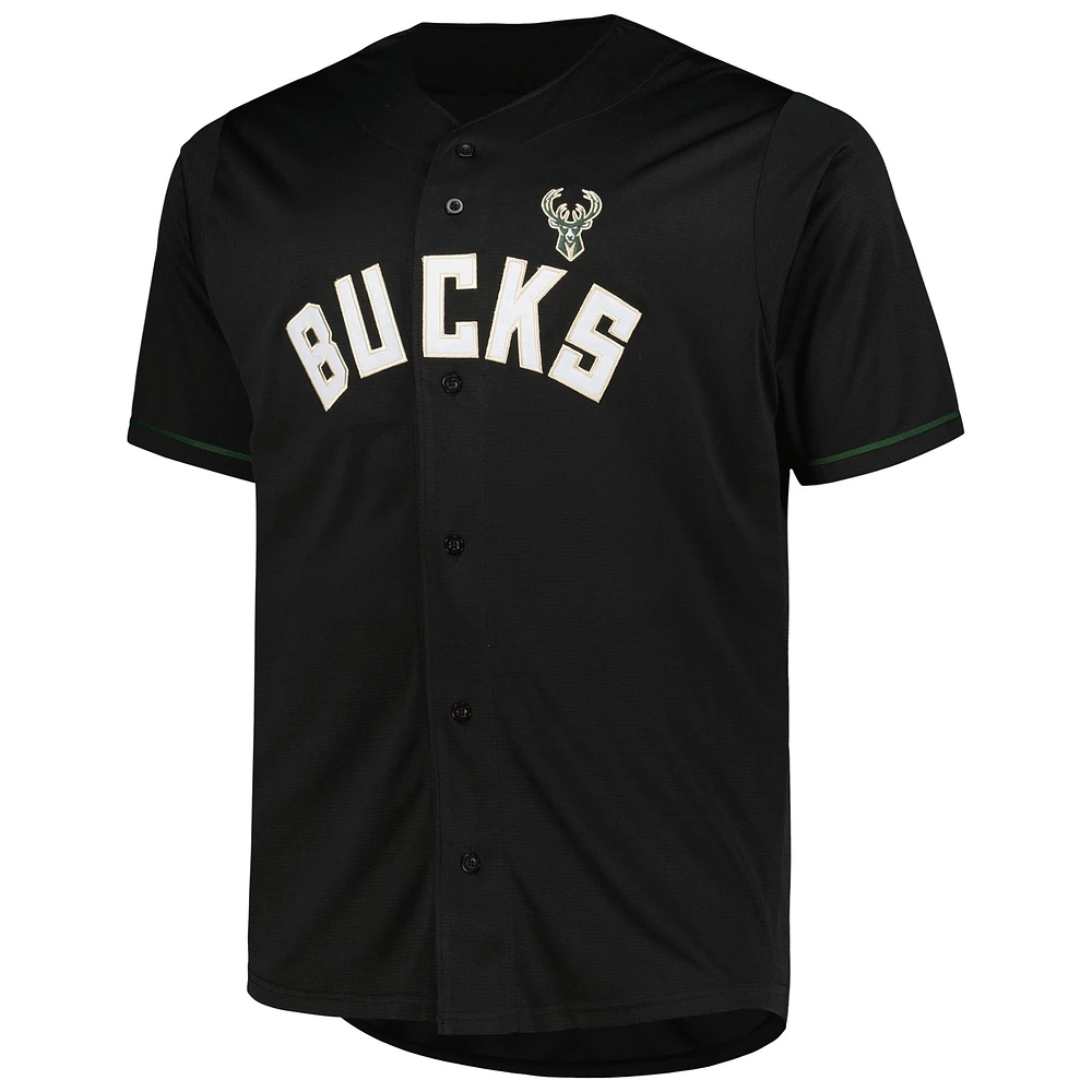 Maillot profil noir Milwaukee Bucks Big & Tall Pop pour hommes