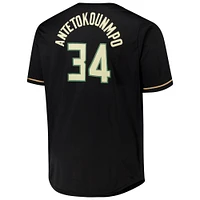 Men's Profile Giannis Antetokounmpo Black Milwaukee Bucks Big & Tall Name Number Button-Up Jersey