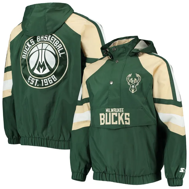 Milwaukee Bucks Starter 75th Anniversary Leader Color Block Satin Full-Snap  Jacket - Cream/Hunter Green