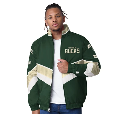 Veste zippée complète Captain Oxford Milwaukee Bucks verte pour homme