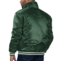 Men's Starter x Levi's Hunter Green Milwaukee Bucks Silver Label Trucker Satin Full-Snap Jacket