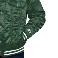 Men's Starter x Levi's Hunter Green Milwaukee Bucks Silver Label Trucker Satin Full-Snap Jacket