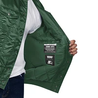 Men's Starter x Levi's Hunter Green Milwaukee Bucks Silver Label Trucker Satin Full-Snap Jacket