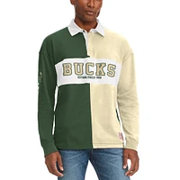 T-shirt à manches longues Tommy Jeans pour homme Milwaukee Bucks Ronnie Rugby vert/crème