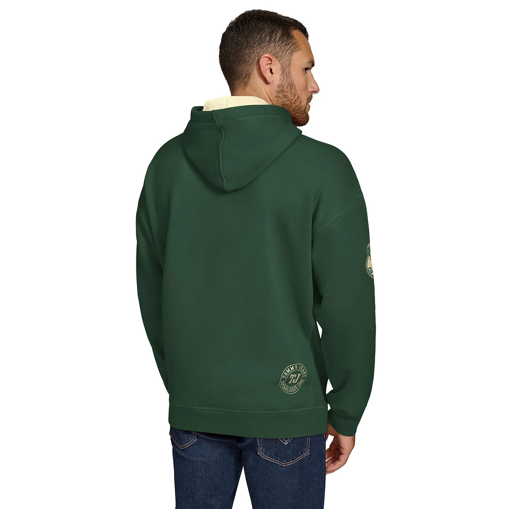 Men's Tommy Jeans Hunter Green Milwaukee Bucks Sebastian Pullover Hoodie