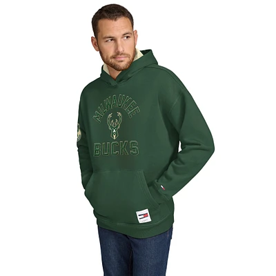 Men's Tommy Jeans Hunter Green Milwaukee Bucks Sebastian Pullover Hoodie