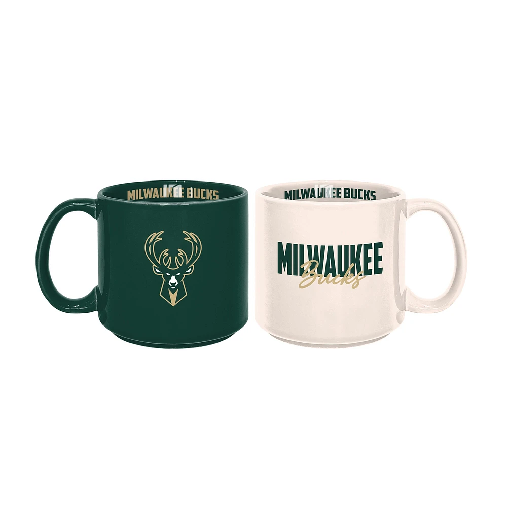 Lot de 2 tasses empilables Milwaukee Bucks de 15 oz