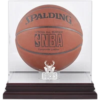 Milwaukee Bucks (-) Mahogany Team Logo Basketball Display Case with Mirrored Back