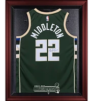 Milwaukee Bucks Mahogany Framed 2021 NBA Finals Champions Logo Jersey Display Case