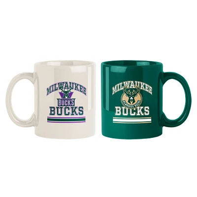 Lot de deux tasses colorées Milwaukee Bucks de 15 oz