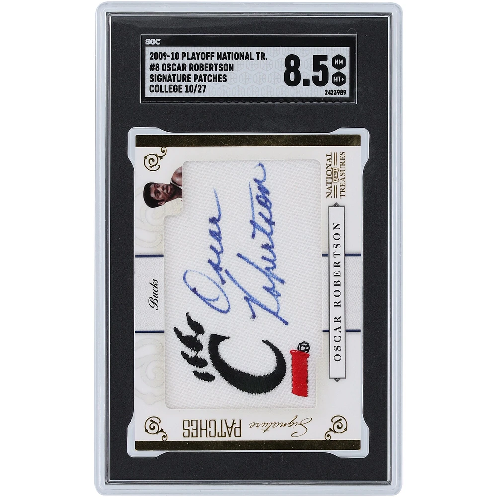 Oscar Robertson Milwaukee Bucks Autographed 2009-10 Playoff National Treasures Signature Patches Relic #8 #10/27 SGC Authenticated 8.5 Card
